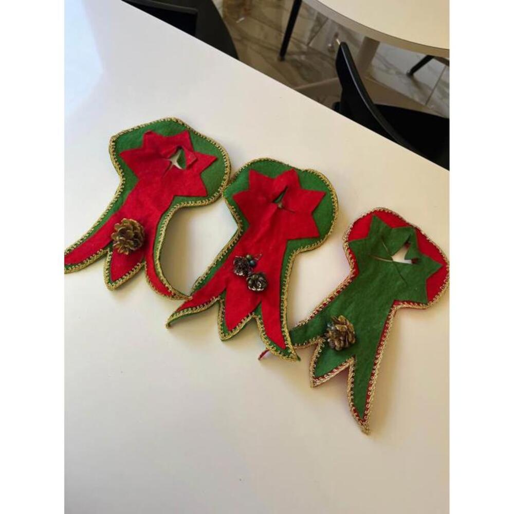 Vintage felt door knob hangers 1950s 1960s Christmas door hangers atomic